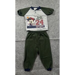 Vintage 90s Mickey Mouse Baseball Set Baby 24M Disney Outfit